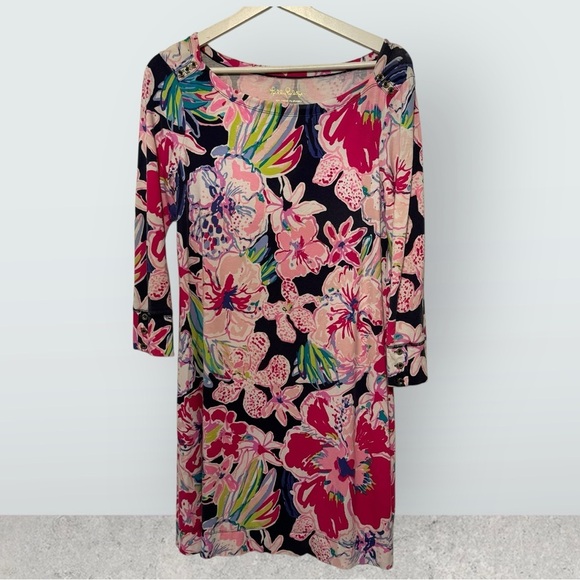 Lilly pulitzer Sophie dress upf 50+ tipping point long sleeve floral M - Picture 6 of 9